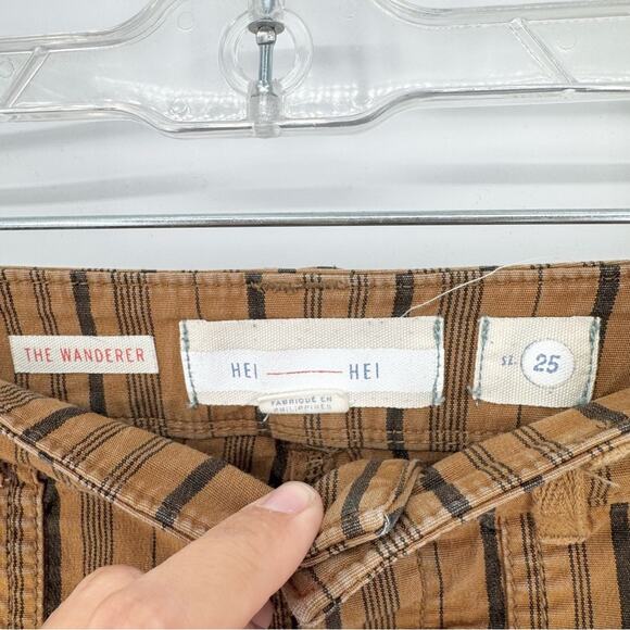 Anthropologie Hei Hei The Wanderer Striped Slim Cargo Pants Brown/Black Size 25 - Picture 9 of 13